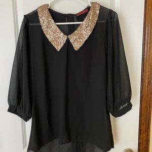 BKE Black blouse w/ gold collar Size M